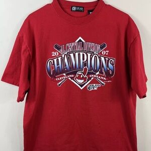 Cleveland Indians Chief Wahoo AL Central Div Champions 2007 Red TShirt XL MLB